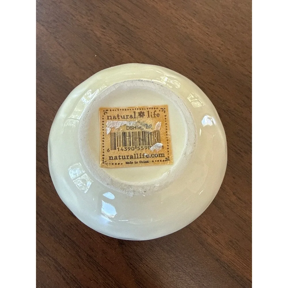 Natural Life Friends Are Angels Floral Ceramic Trinket Dish Gold Rim Ring Bowl